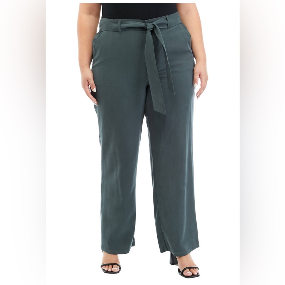 Wonderly Gray High-Rise Tie-Waist Trousers